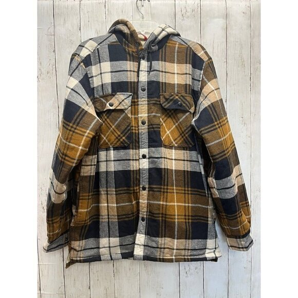 Wolverine Other - NWOT WOLVERINE HOODED FLEECE LINED SIZE M FLANNEL SNAPS POCKETS PLAID
